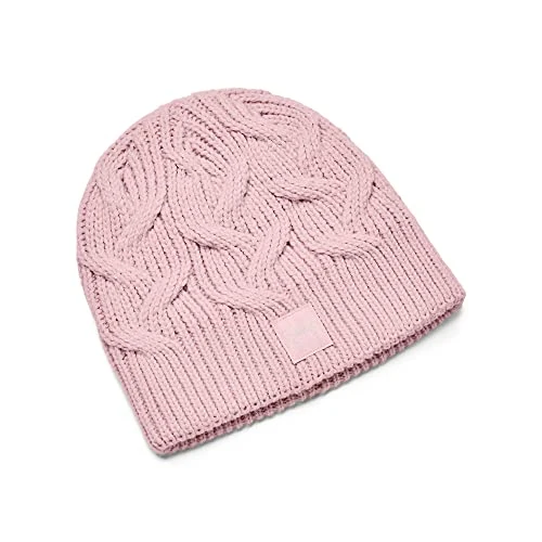Women's Ua Halftime Cable Knit Beanie, Prime Pink, Standard Size