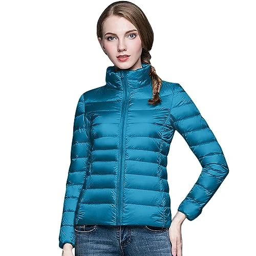 Women's Ultra Light Packable Puffer Insulated Coats Thick Warm Slim Down Jacket Hood Pockets Women W