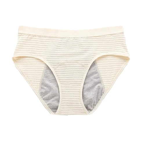 Women's Underpants Abundant Flow, Elastic Sporty Briefs for Menstrual Cycle Women Soft Bikini Basic Underwear Invisible Washable Menstrual Briefs Girl, yellow, L