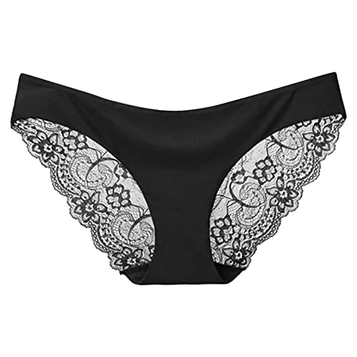 Womens Underwear Lace Low Waist Soft Lace Breathable Stretchy Briefs Comfortable Panties For Ladies Bikini Underwear Women Lace Black