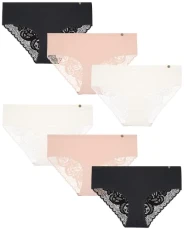 Women's Underwear – Microfiber Lace Hipster Briefs (6 Pack), Gardenia/Natural/Black, XL Women's Underwear – Microfiber Lace Hipster Briefs (6 Pack), Gardenia/Natural/Black, XL