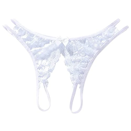 Women's Underwear Open Files Large Size T Shaped Lace Sexy Women's Sexy Underwear Floral Lace Underwear Women's Bikini Underwear White