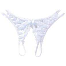 Women's Underwear Open Files Large Size T Shaped Lace Sexy Women's Sexy Underwear Floral Lace Underwear Women's Bikini Underwear White