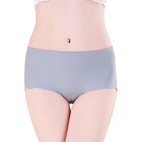 Women's Underwear Panties Full Briefs High Waist Soft Silver Grey S