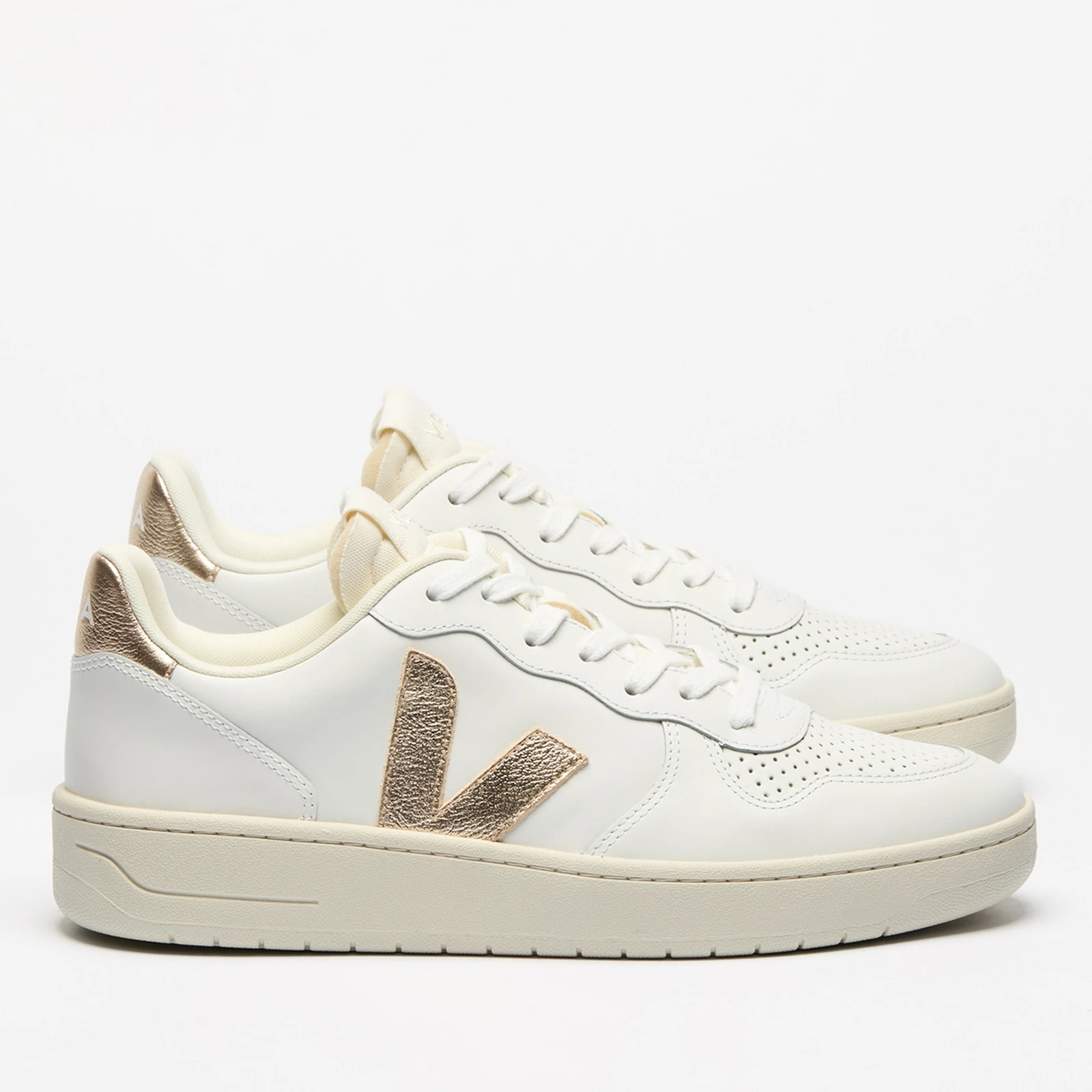 Womens V Leather Trainers - White