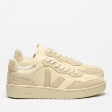 Womens V Bastille Leather Trainers - Beige