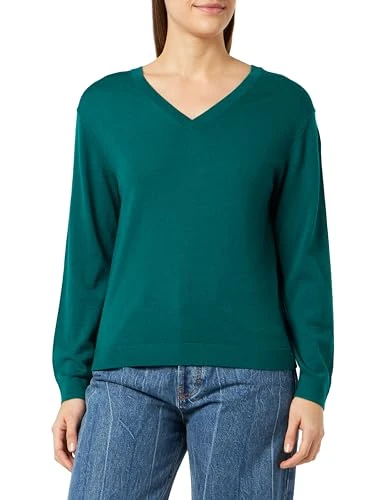 Women's V-Neck Jersey M/L 11ahd401l Sweater, Green, S