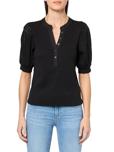 Women's V-Neck Short Sleeve Trendy Warm Weather, Clover Black, XS