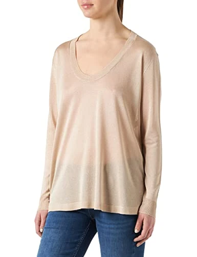 Women's V NECK SWEATER L/S 107EM4005, Beige 74J, L