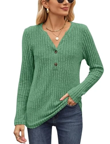 Women's V Neck Sweater, Stripe Long Sleeve Tops Casual V Neck Ladies Clothing Tshirts Jumpers Sweatshirts Womens Green Tops Christmas Tops Womens Long Sleeve Pullover Tops