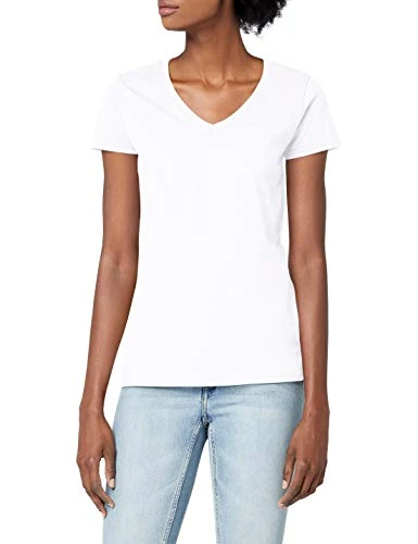 Women's V-Neck Valueweight T-Shirt, White, 16 (Manufacturer Size:X-Large)