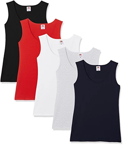 Women's Valueweight Athletic Vests (Pack fo 5), Mulicoloured, 12 (Manufacturer Size:Medium)