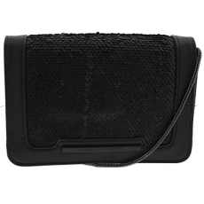 Womens Vanessa Sequined Shoulder Handbag Black Small