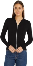 Women's Variegated Rib Zipped Cardigan J20J223550 Other Tops, Ck Black, XL Women's Variegated Rib Zipped Cardigan J20J223550 Other Tops, Ck Black, XL