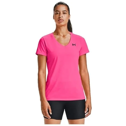 Women's Velocity Solid Vneck Loose Cerise T-Shirt (S)