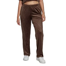 Women's Velour Straight Pants, Dark Brown, M Women's Velour Straight Pants, Dark Brown, M