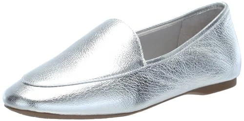 Women's Vesper Leather Flat Loafer, Silver, 5.5 UK