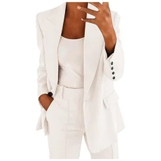 Womens Vest Outerwear Women's Elegant Sporty Summer Fitted Jacket Suit Jacket Business Oversize Elegant Spring Thin Transition Jacket Jacket Short Wool Winter Coats for Women (White, XXXL)