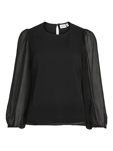 Women's Vifalia O-Neck L/S Top-Noos Long Sleeve Blouse, Black, 18