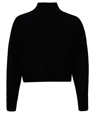 Women's Vintage Essential Mock Neck Polo Sweater, Black,