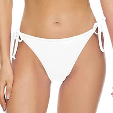 Women's Vintage Print Low Waist Brazilian Bikini Bottom Briefs Brazilian Bikini Bottom Side Tie Thong Bathing Swimbottom Swimming Shorts for Men Beach, White, M