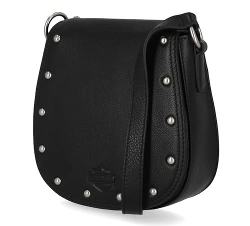 Women's Vintage Rivet Leather Crossbody Purse Shoulder Bag, Black, One Size