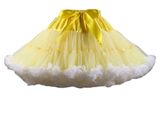 Women's Vintage Tutu Skirt Pleated A-Line Ballet Bubble Skirt Ball Gown Tulle Skirt Petticoat Underskirt One Size Light Yellow White