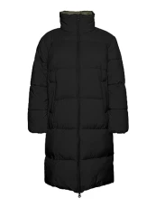 Women's Vmautumn Long Coat Ga Quilted, Black/Detail: with Ivy Green, S