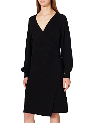 Women's VMBRIAHERMOSA LS WRAP Dress GA Curve, Black, S-42/44