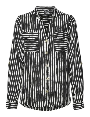 Women's Vmbumpy L/S Shirt New WVN Ga Noos Long Sleeve Blouse, Black/Stripes: mara, S