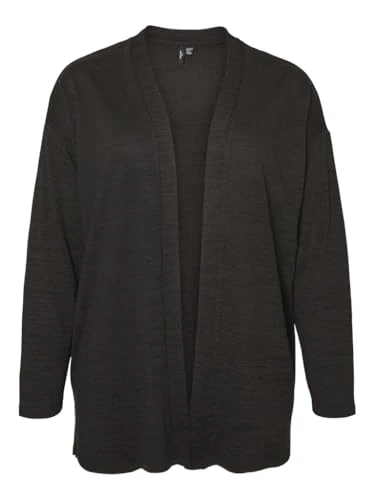 Women's Vmckatie Ls Cardigan Top Noos Cur Sweater, Black/Detail: Melange, 20-22'
