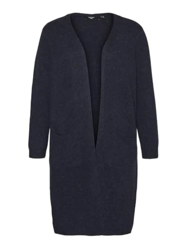 Women's VMDOFFY LS Long Open Cardi GA NOOS CUR Cardigan Sweater, Navy Blazer/Detail:W. Black Melange, 22-24 Plus