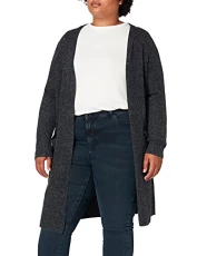 Women's VMDOFFY LS Long Open Cardigan GA Curve Sweater, Black/Detail:Melange, XL-52/54 Women's VMDOFFY LS Long Open Cardigan GA Curve Sweater, Black/Detail:Melange, XL-52/54