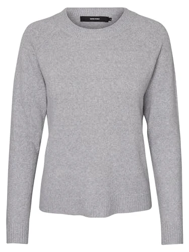 Women's Vmdoffy Ls O-neck Blouse Noos, Grey (Light Grey Melange Light Grey Melange), XL