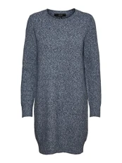 Women's Vmdoffy Ls O-Neck Dress Ga Noos, Navy Blazer Melange, S Women's Vmdoffy Ls O-Neck Dress Ga Noos, Navy Blazer Melange, S