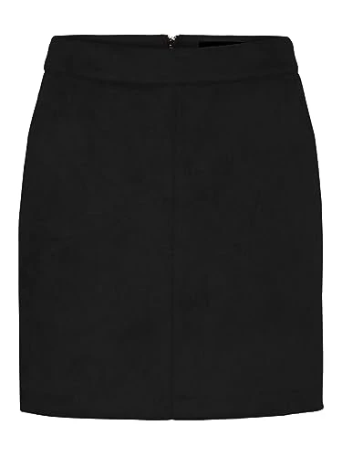 Women's Vmdonnadina Faux Suede Short Noos Skirt, Black (Black Black), L