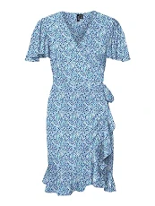 Women's Vmemma Henna Ss Short Wrap Dress WVN Ga, Skyway/AOP: Caro Flower, M Women's Vmemma Henna Ss Short Wrap Dress WVN Ga, Skyway/AOP: Caro Flower, M