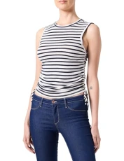 Women's Vmholly SL Short Top JRS SPE, Silver Lining/Stripes: Navy Blazer, XL Women's Vmholly SL Short Top JRS SPE, Silver Lining/Stripes: Navy Blazer, XL