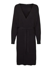Women's Vmhollyrem LS V-Neck Dress Ga Noos Curve, Black, L Women's Vmhollyrem LS V-Neck Dress Ga Noos Curve, Black, L