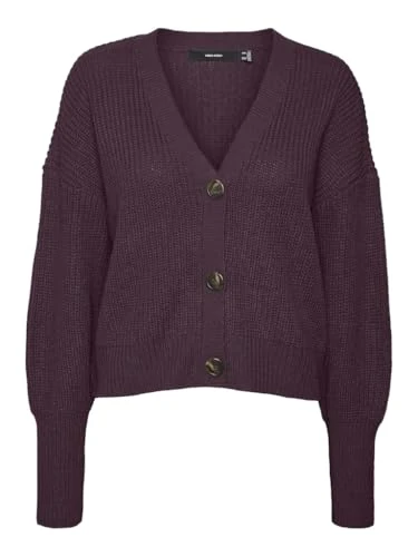 Women's VMLEA LS V-Neck Cuff Cardigan NOOS Cardigan Sweater, Winetasting,