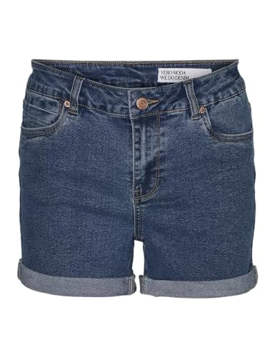 Women's Vmluna Mr Fold Shorts Mix Ga Noos, Medium Blue (Medium Blue Denim), XS