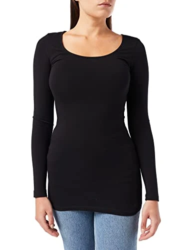 Women's Vmmaxi My Soft U-neck Noos Long Sleeve Top, Black, 42 UK