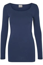 Women's Vmmaxi My Soft U-neck Noos Long Sleeve Top, Blue (Black Iris), 38 UK