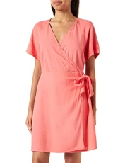 Women's Vmmymilo Ss Wide Wrap Short Dress WVN Ga, Georgia Peach, XS Women's Vmmymilo Ss Wide Wrap Short Dress WVN Ga, Georgia Peach, XS