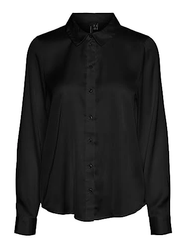 Women's Vmnoa Ls Shirt Ga Noos Blouse, Black, M