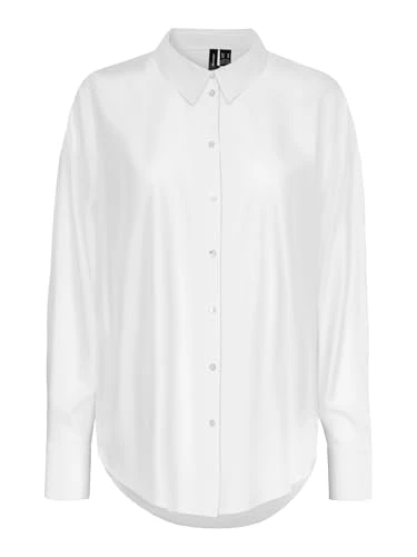 Women's Vmnora LS Oversize Shirt WVN Ga Noos Long Sleeve Blouse, Bright White, Large