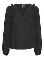 Women's Vmpura Ls Top WVN Longsleeve T-Shirt, Black, Large Women's Vmpura Ls Top WVN Longsleeve T-Shirt, Black, Large