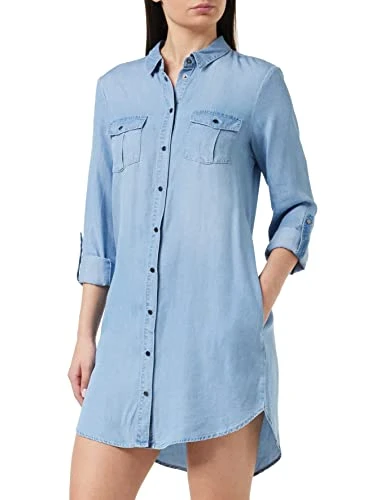 Women's Vmsilla Ls Short Dress Lt Bl Noos Ga, Light Blue, L