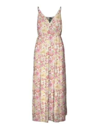 Women's Vmsmilla Singlet Wrap Ankle Dress WVN Ga Summer, Beige, S
