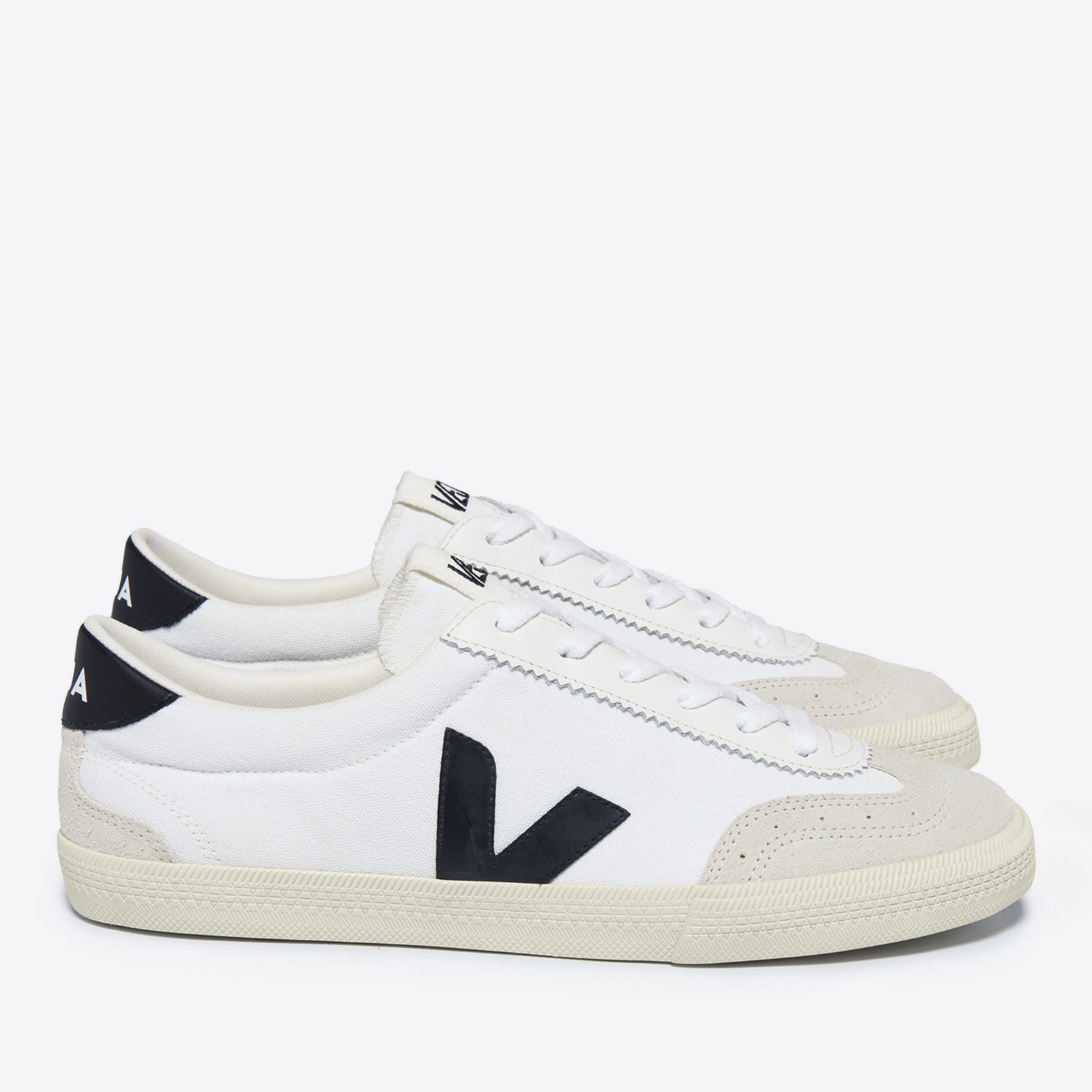 Womens Volley Cotton-Canvas and Suede Trainers - UK - White